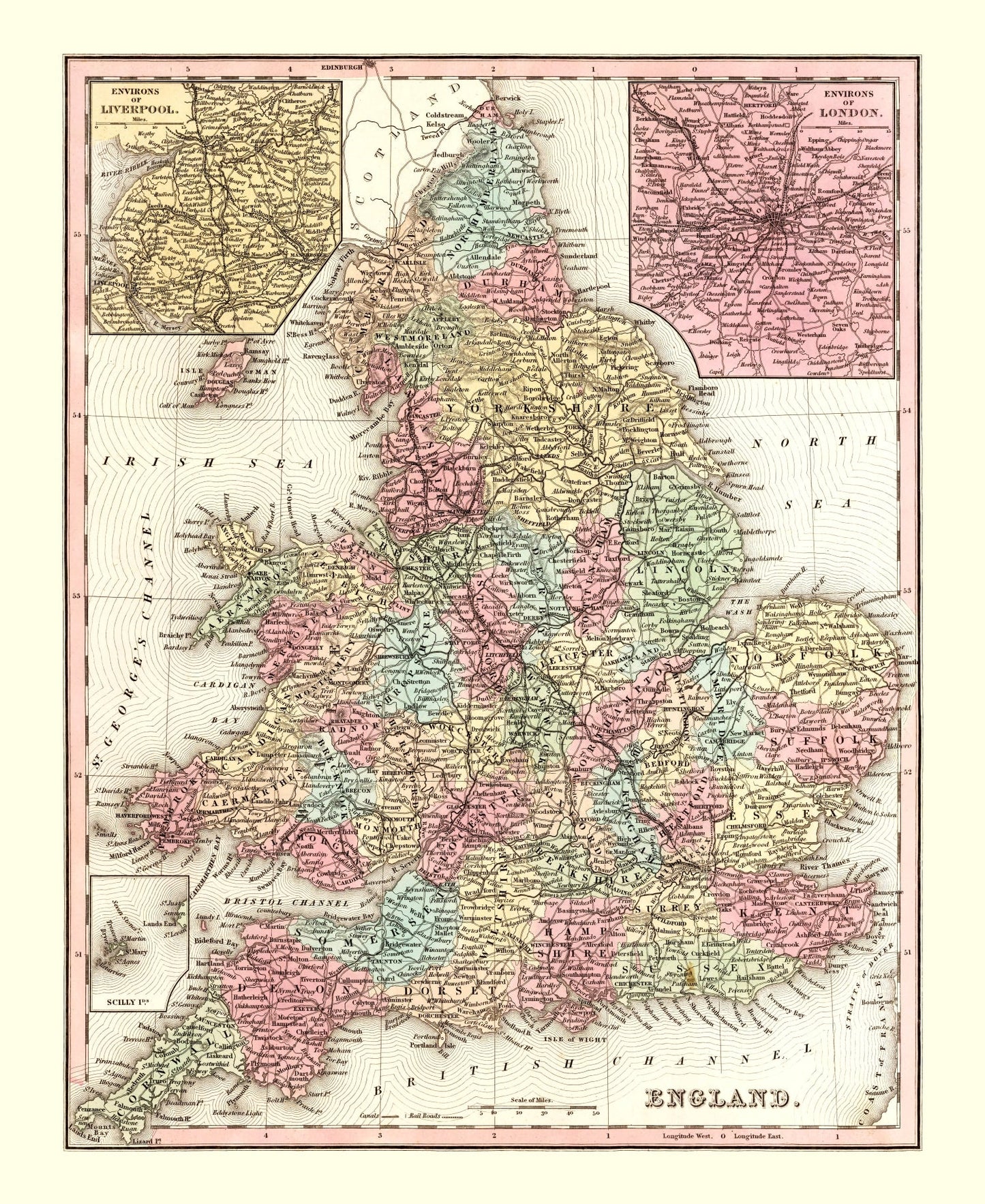 Vintage Map of England, 1842