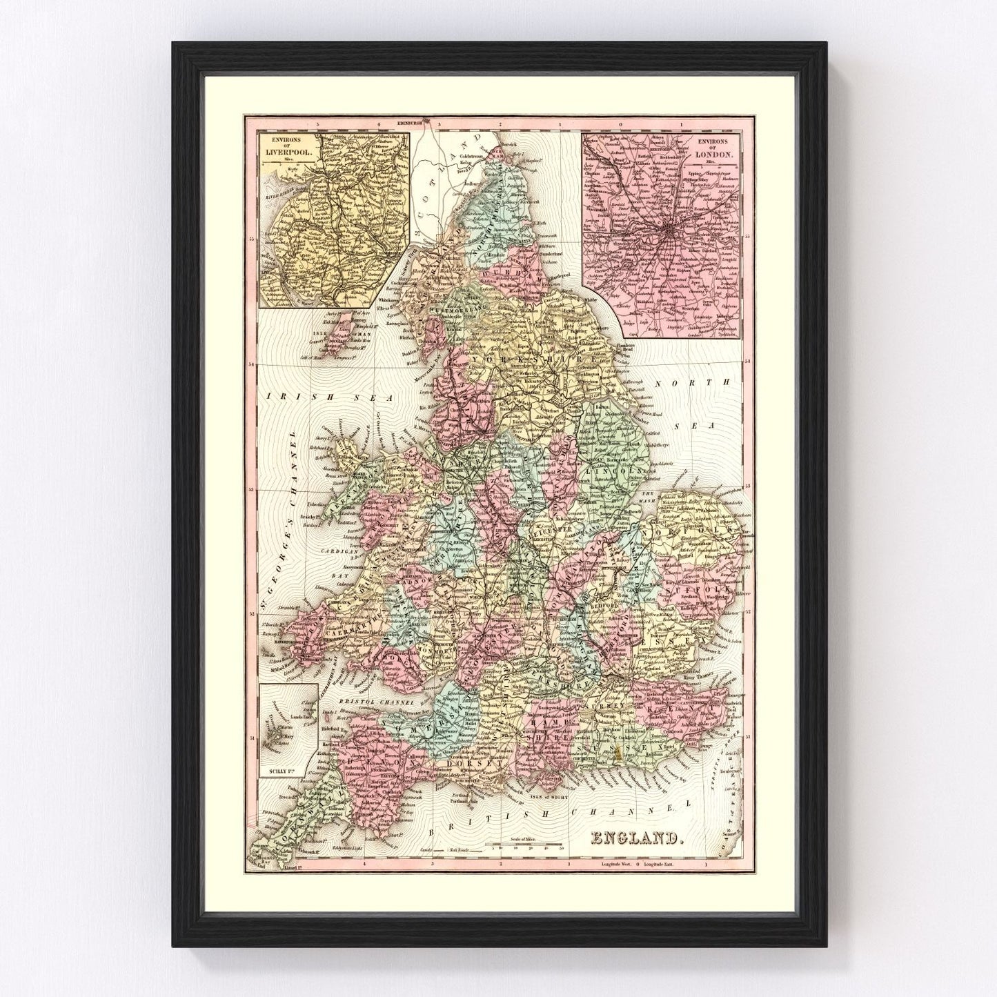 Vintage map of England, 1842
