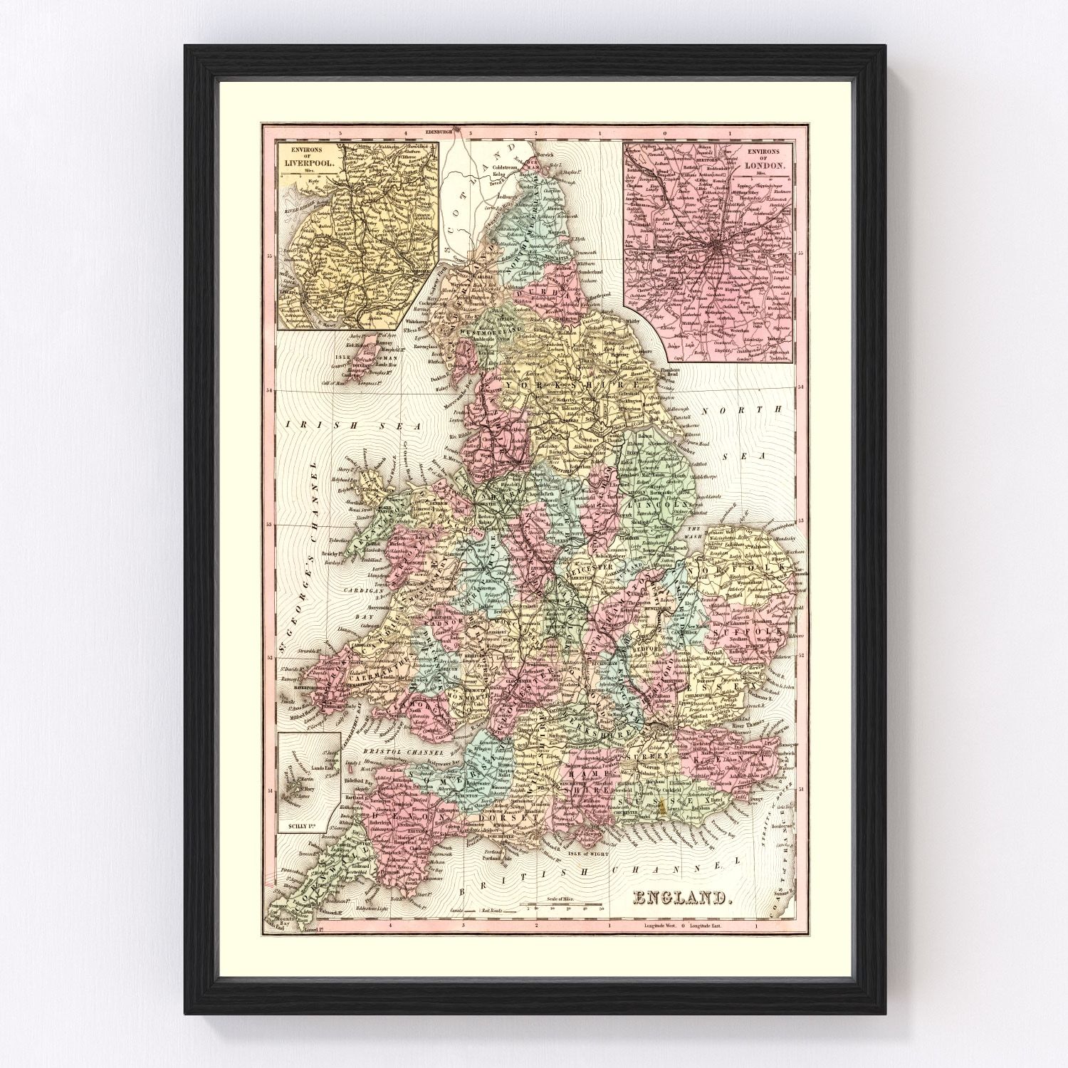 Vintage map of England, 1842