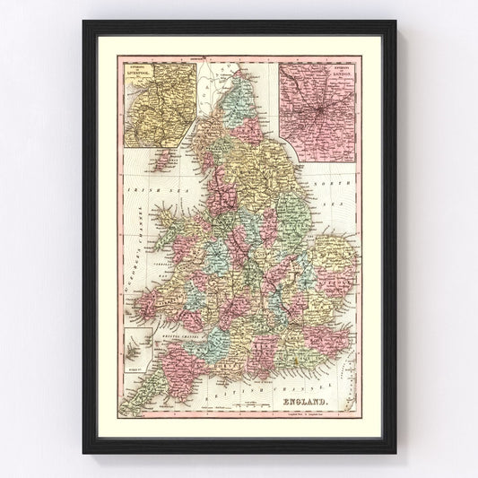 Vintage map of England, 1842