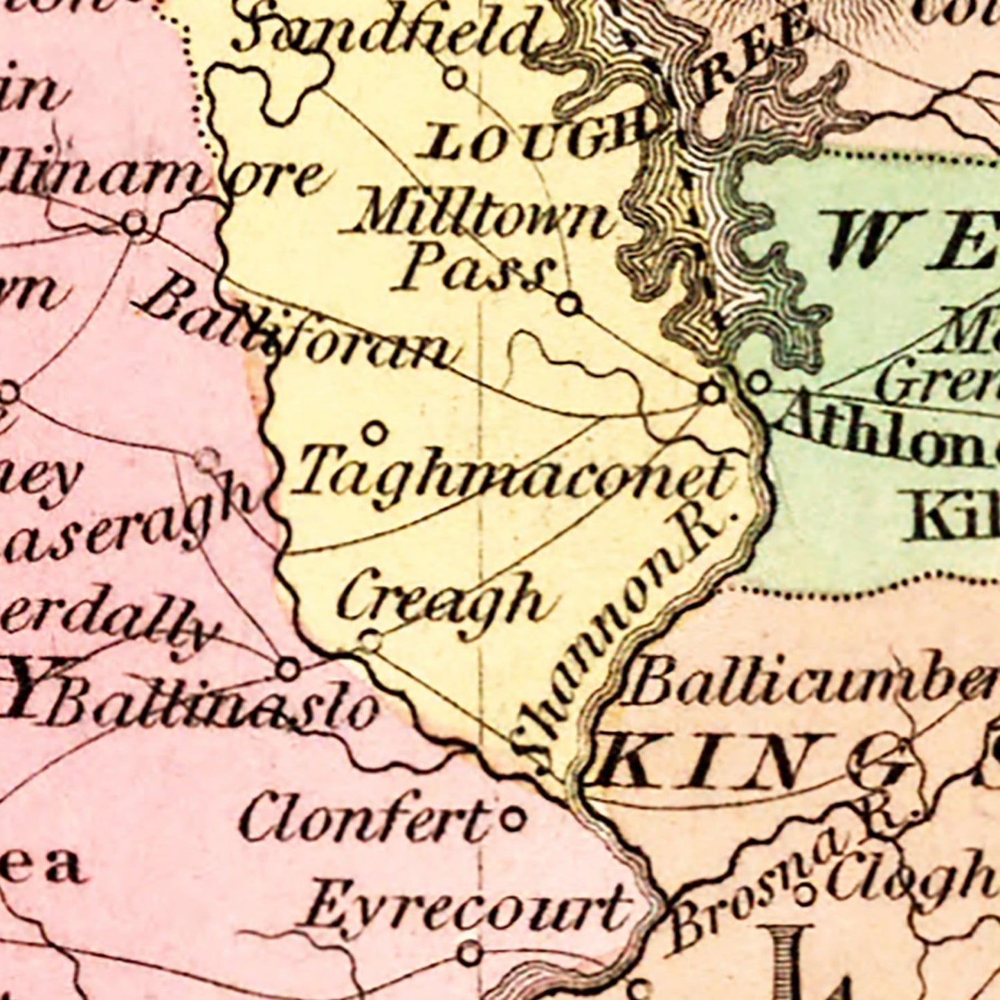 Vintage Map of Ireland, 1836