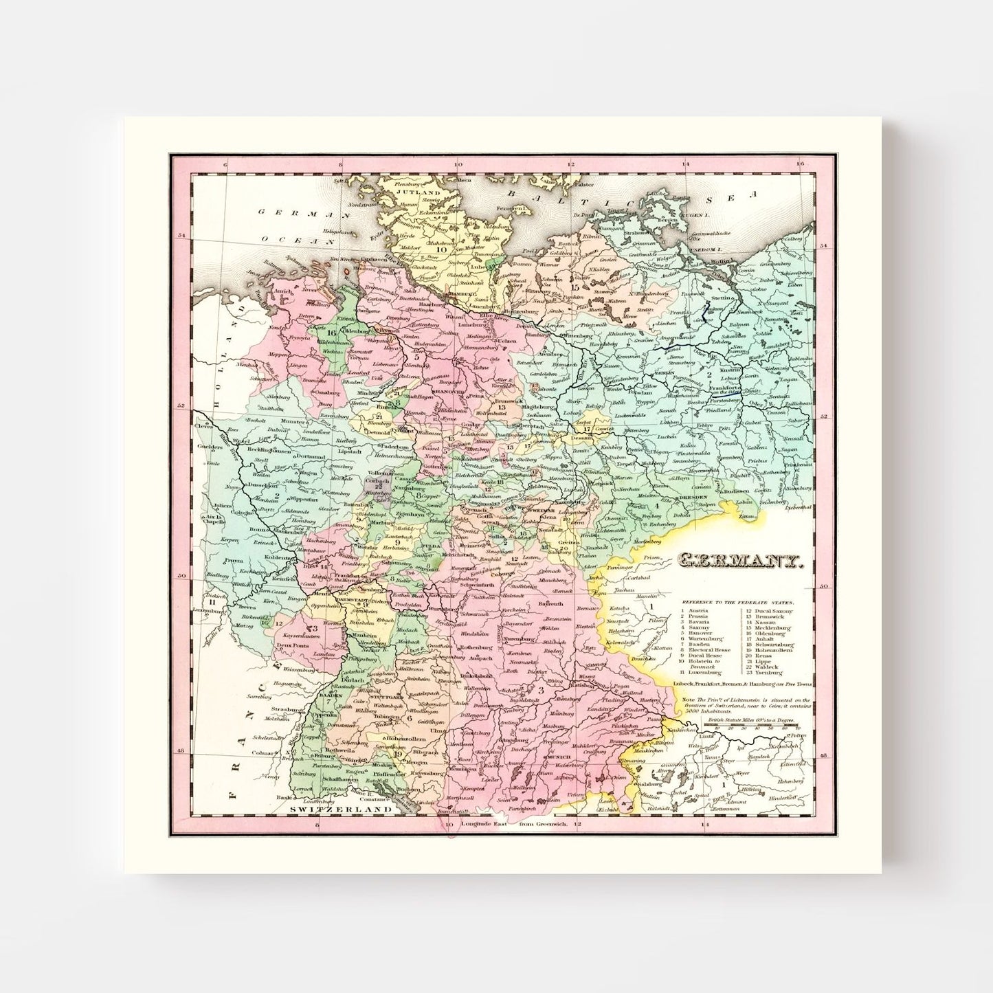 Vintage Map of Germany, 1842
