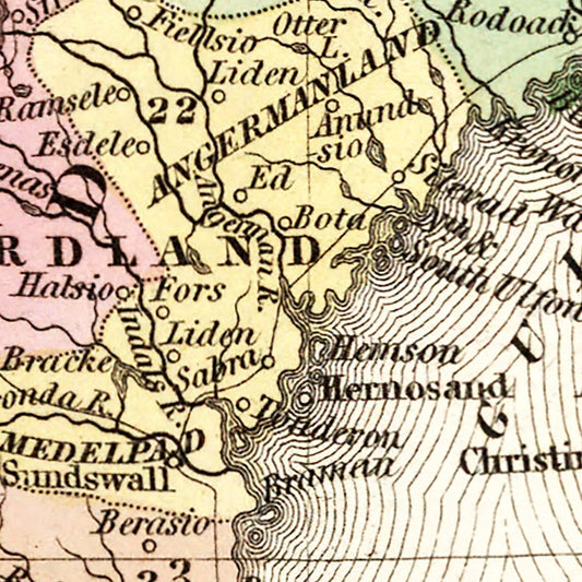 Vintage Map of Sweden and Norway, 1836