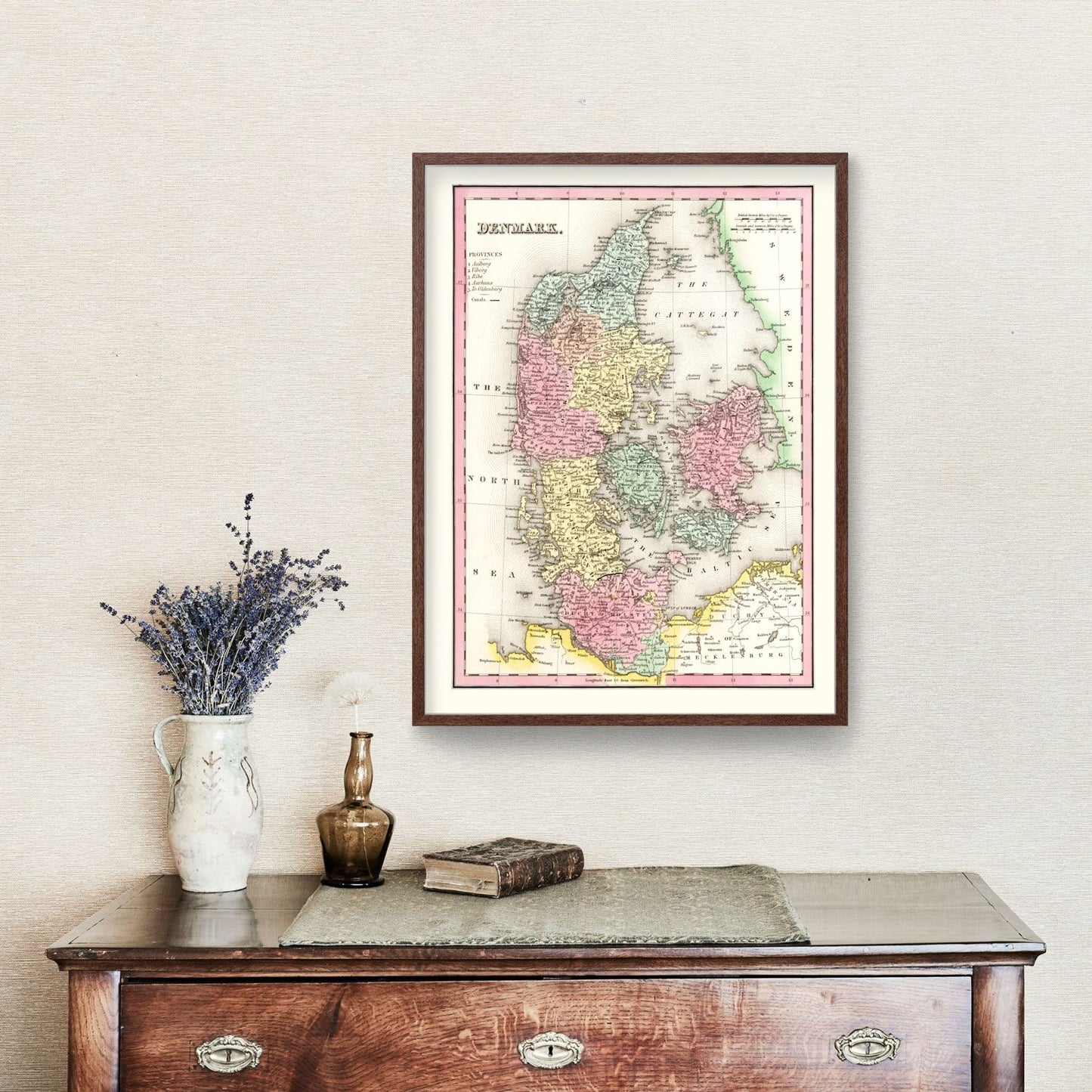 Vintage Map of Denmark, 1836