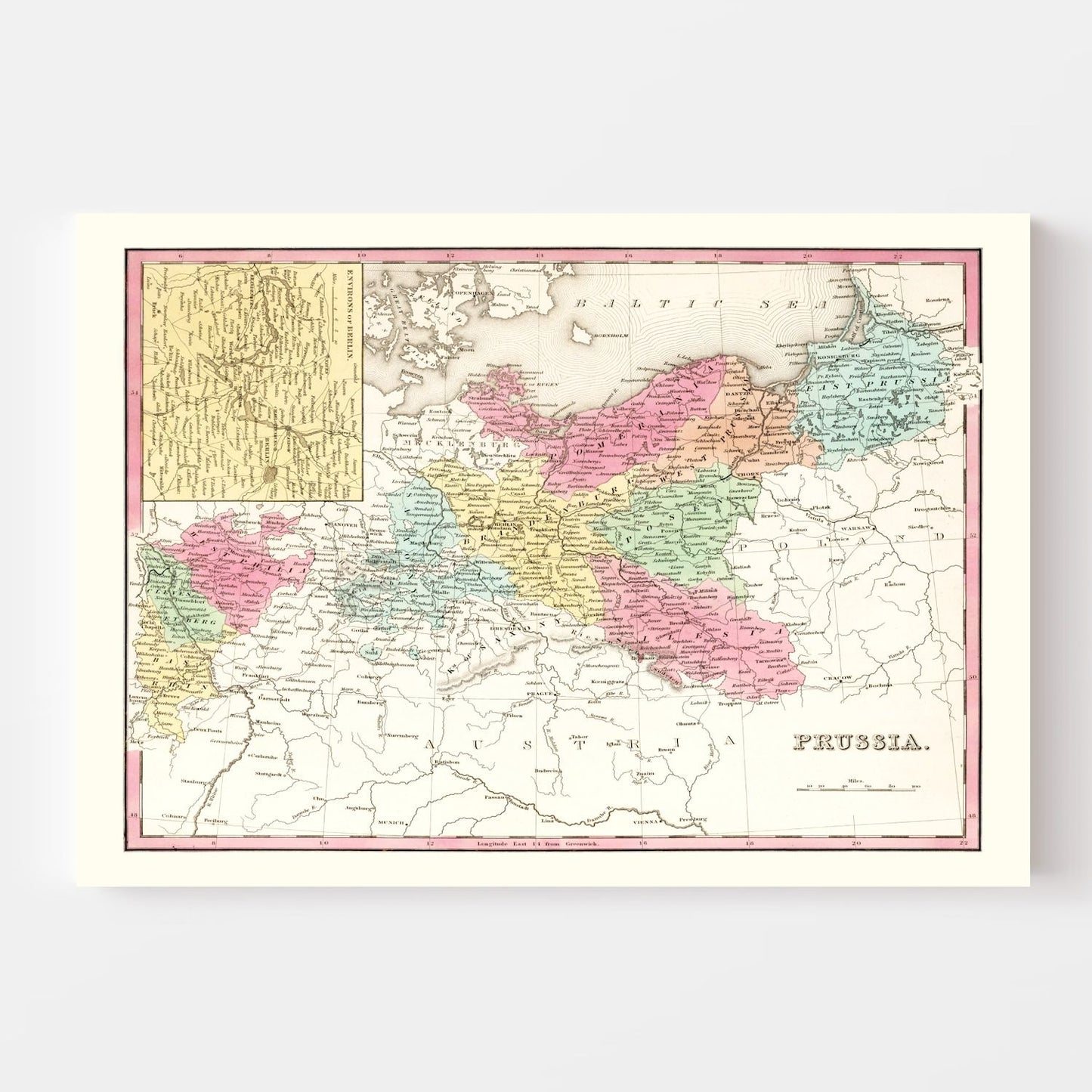 Vintage Map of Prussia, 1836