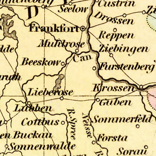 Vintage Map of Prussia, 1836