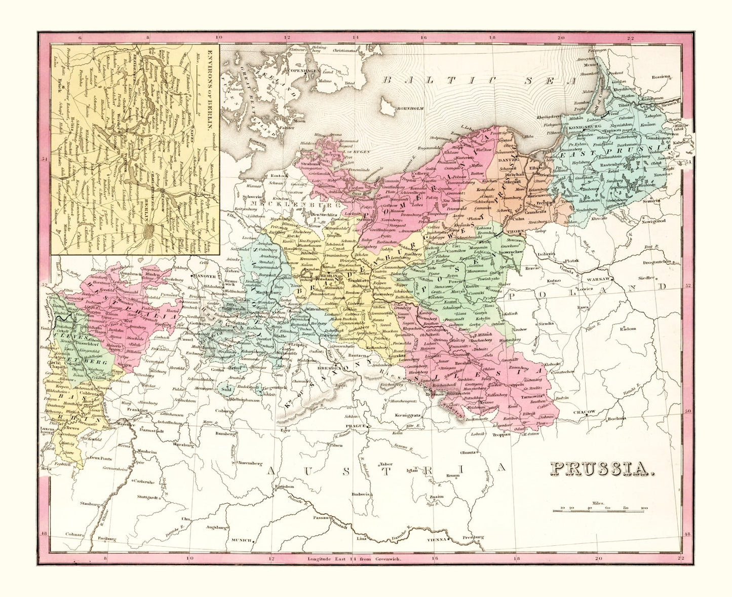 Vintage Map of Prussia, 1836