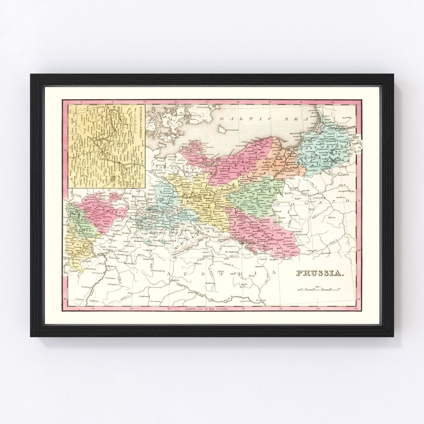 Vintage map of Prussia, 1836