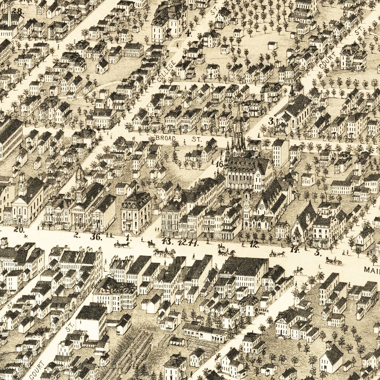 Vintage Map of Middletown, Connecticut, 1877