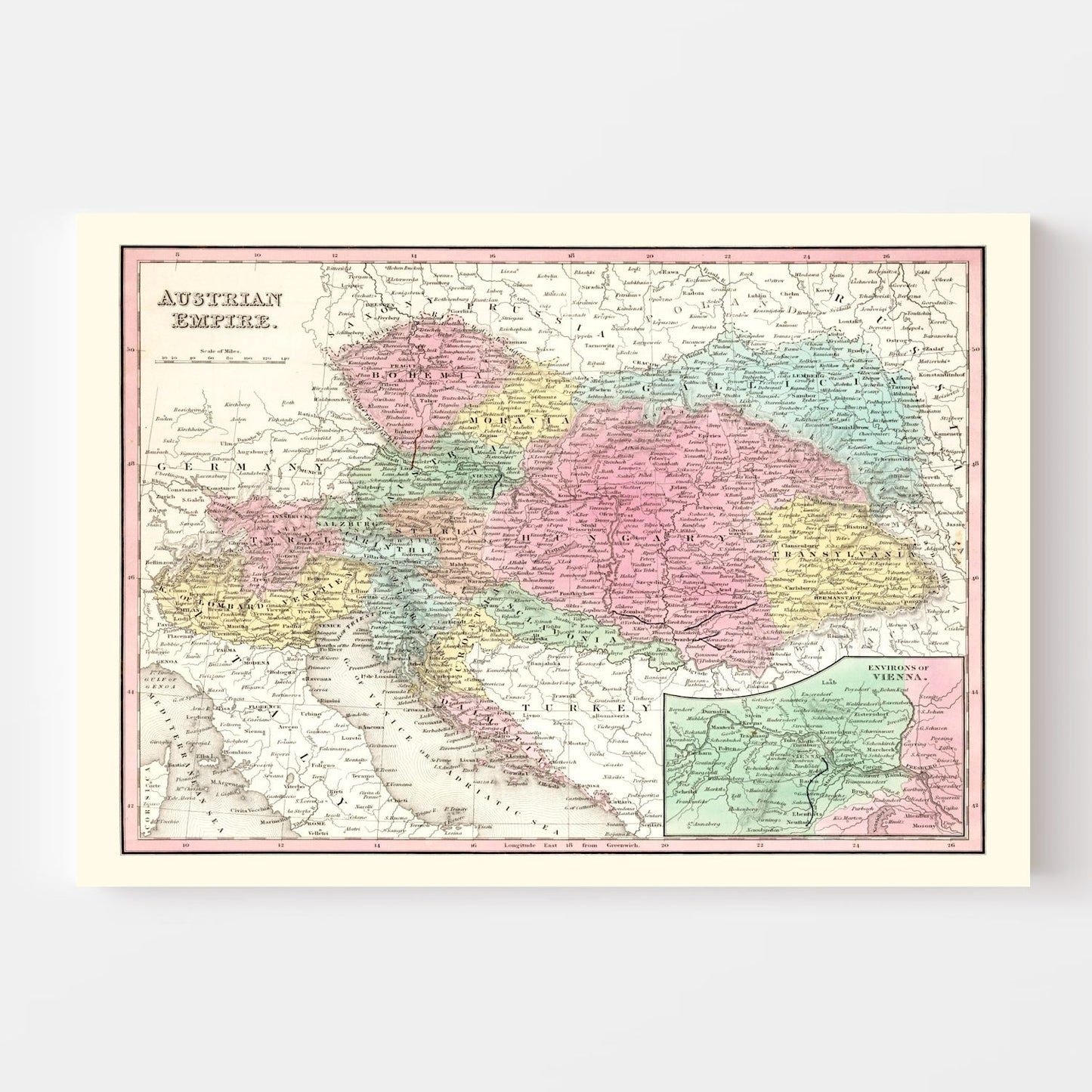 Vintage Map of Austria, 1836