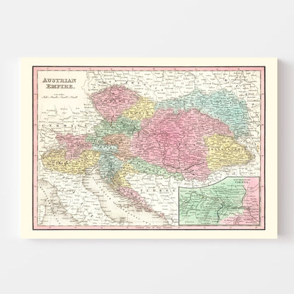 Vintage Map of Austria, 1836