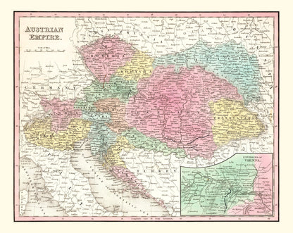 Vintage Map of Austria, 1836