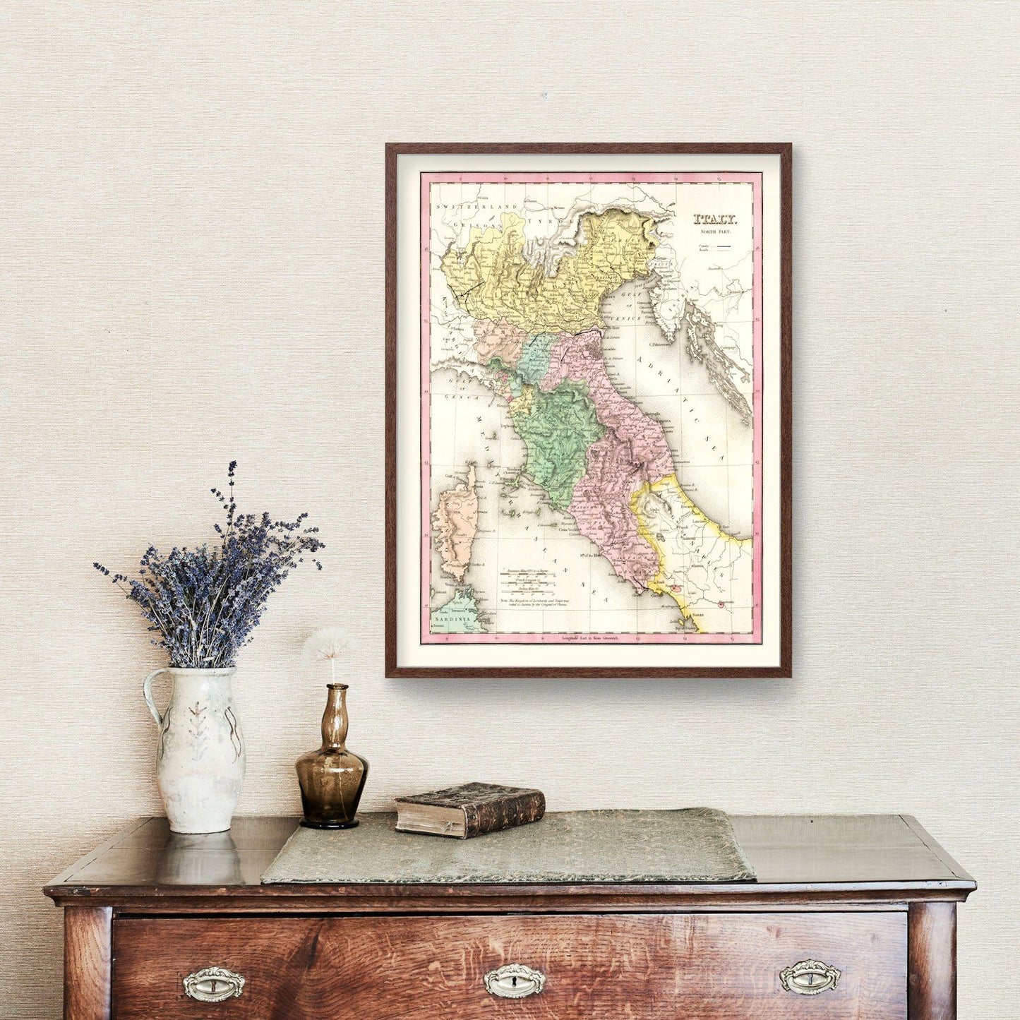 Vintage Map of North Italy, 1836
