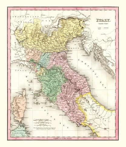 Vintage Map of North Italy, 1836