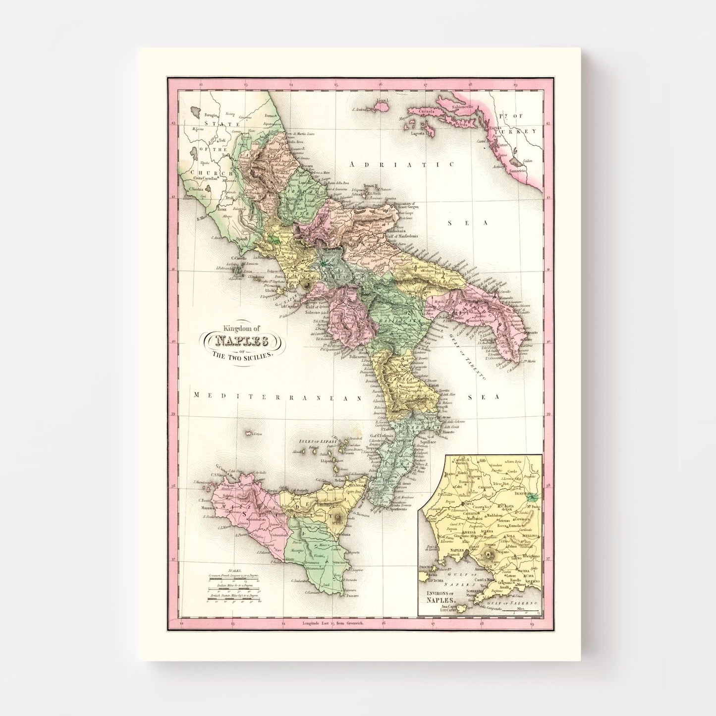 Vintage Map of Italy, 1836