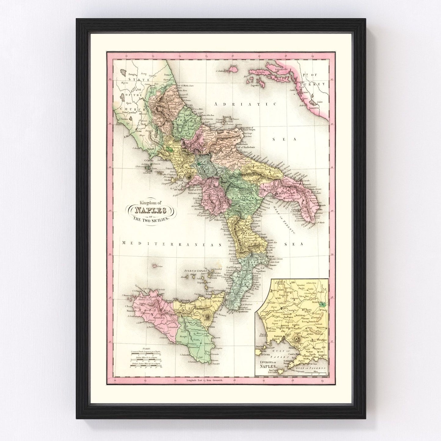 Vintage map of Italy, 1836