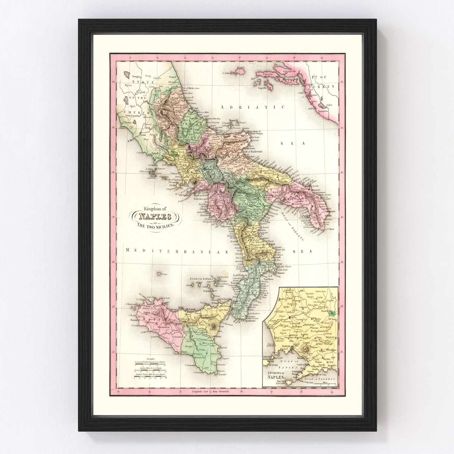 Vintage map of Italy, 1836