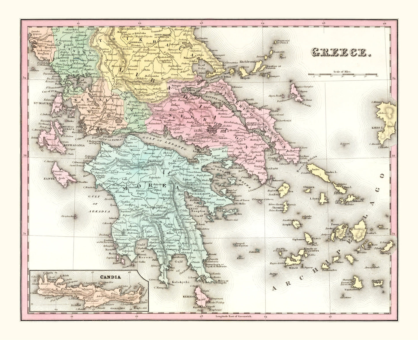 Vintage Map of Greece, 1842