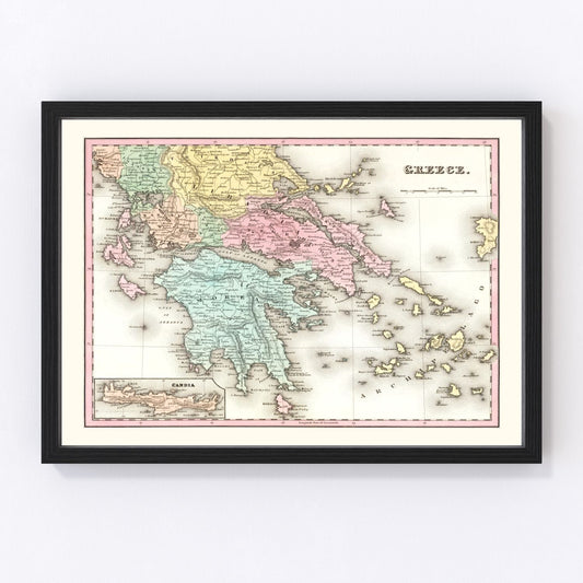 vintage map of Greece, 1842