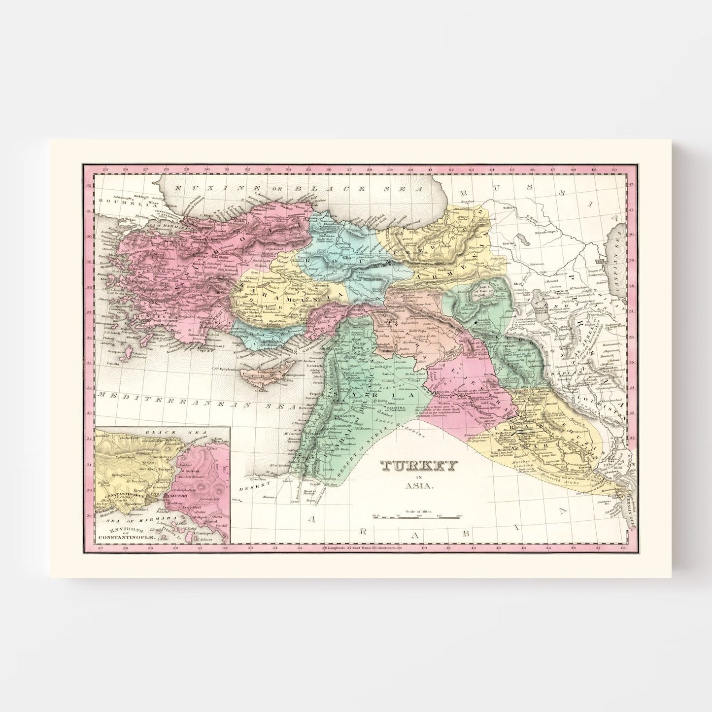 Vintage Map of Turkey in Asia, 1836