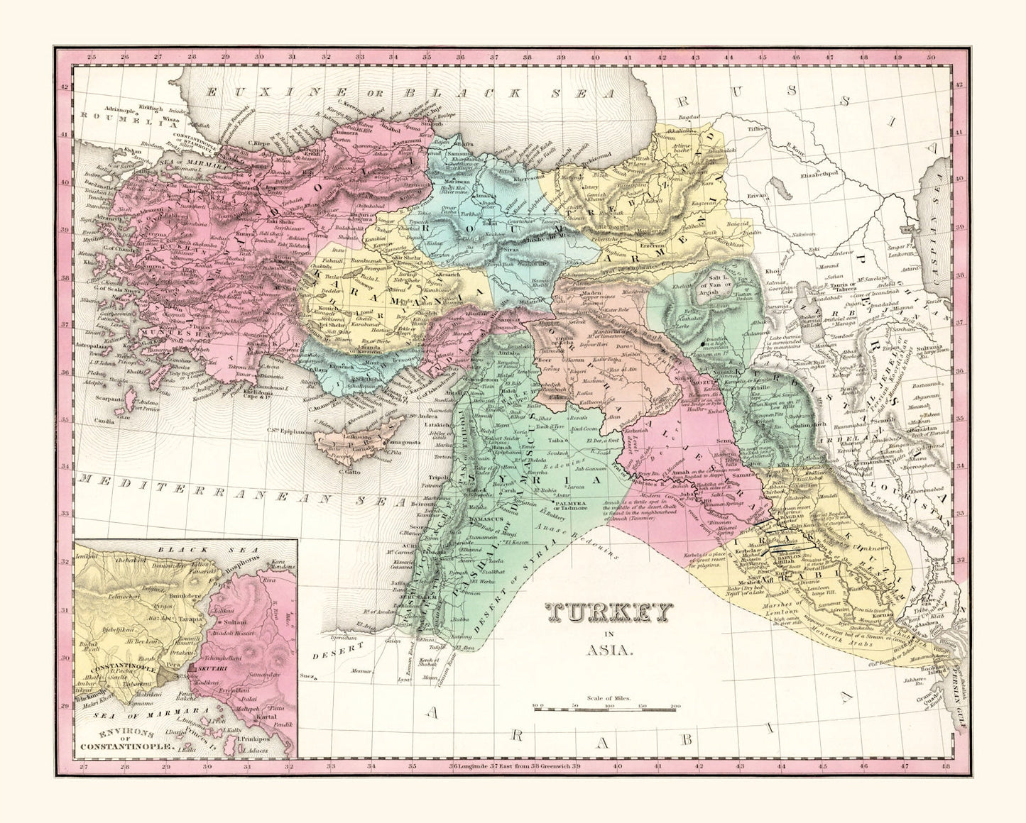 Vintage Map of Turkey in Asia, 1836