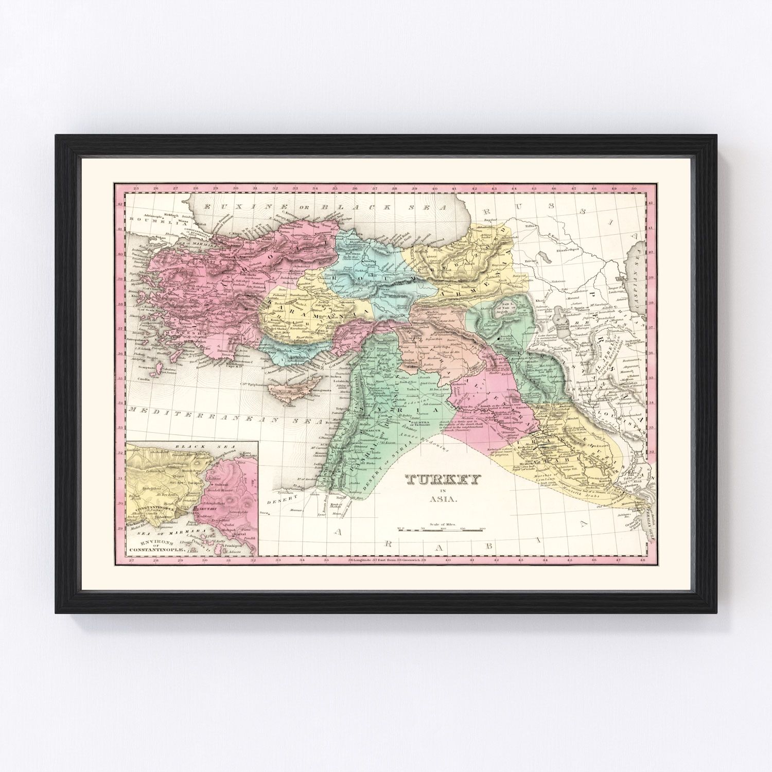vintage map of Turkey in Asia, 1836