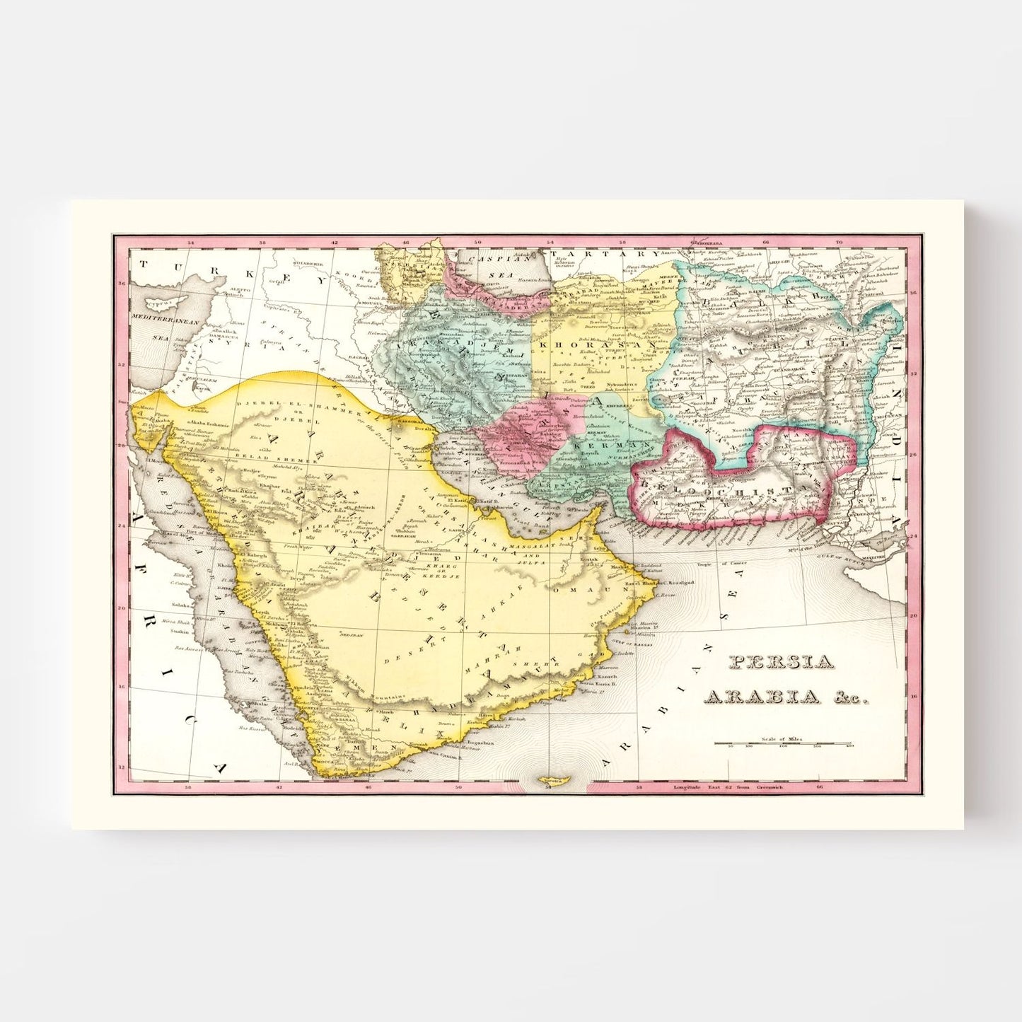 Vintage Map of Persia and Arabia, 1836