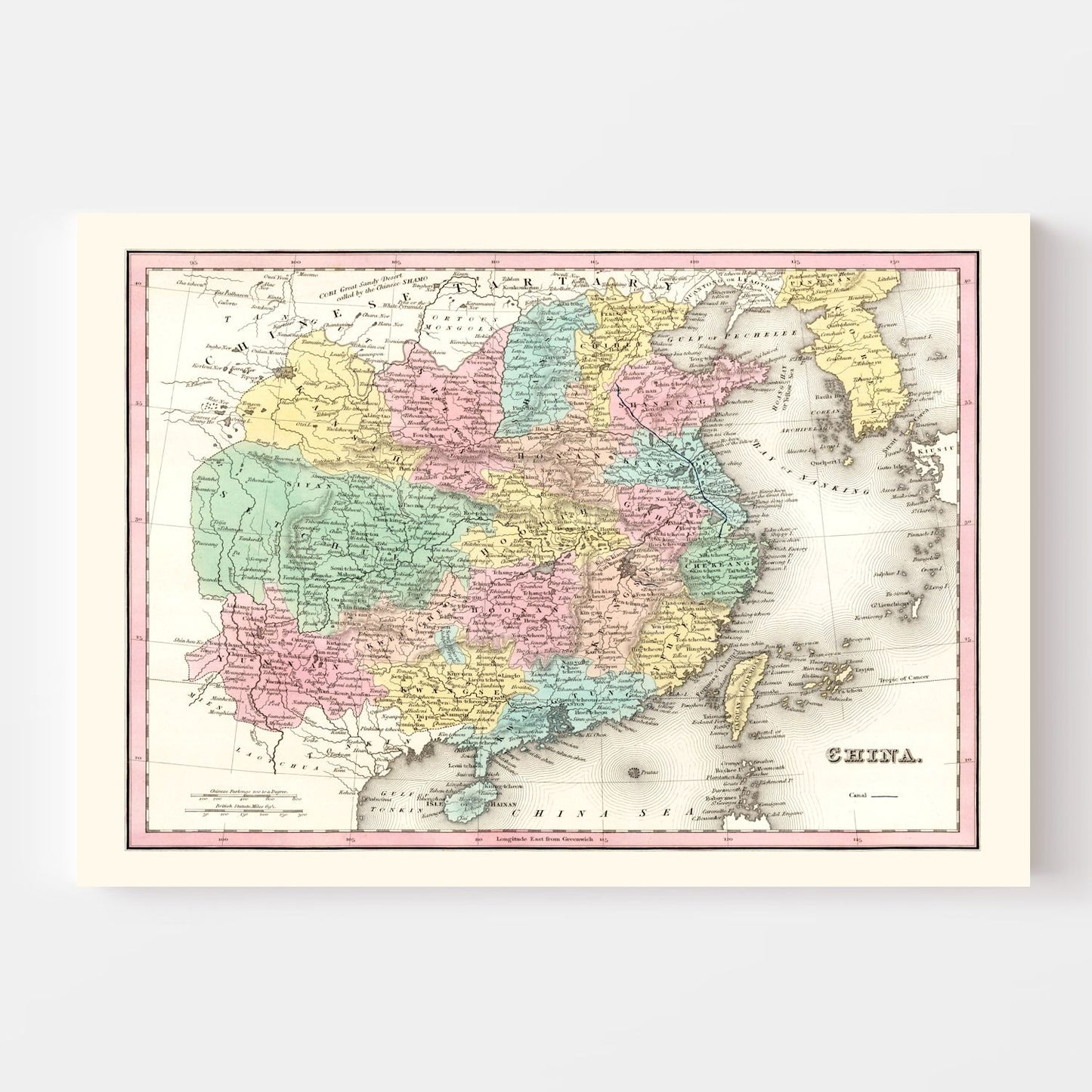 Vintage Map of China, 1836