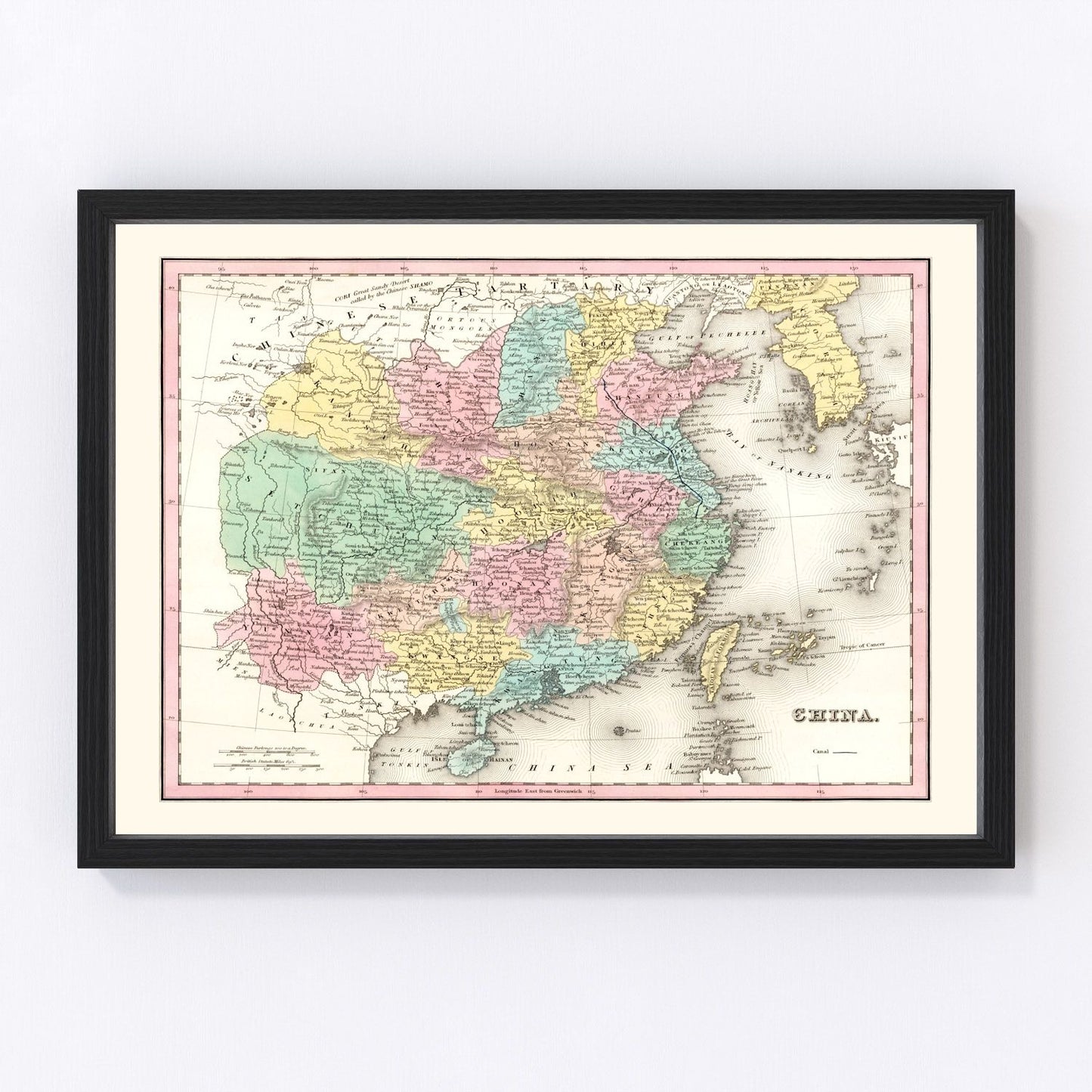 Vintage map of China, 1836, digitally restored