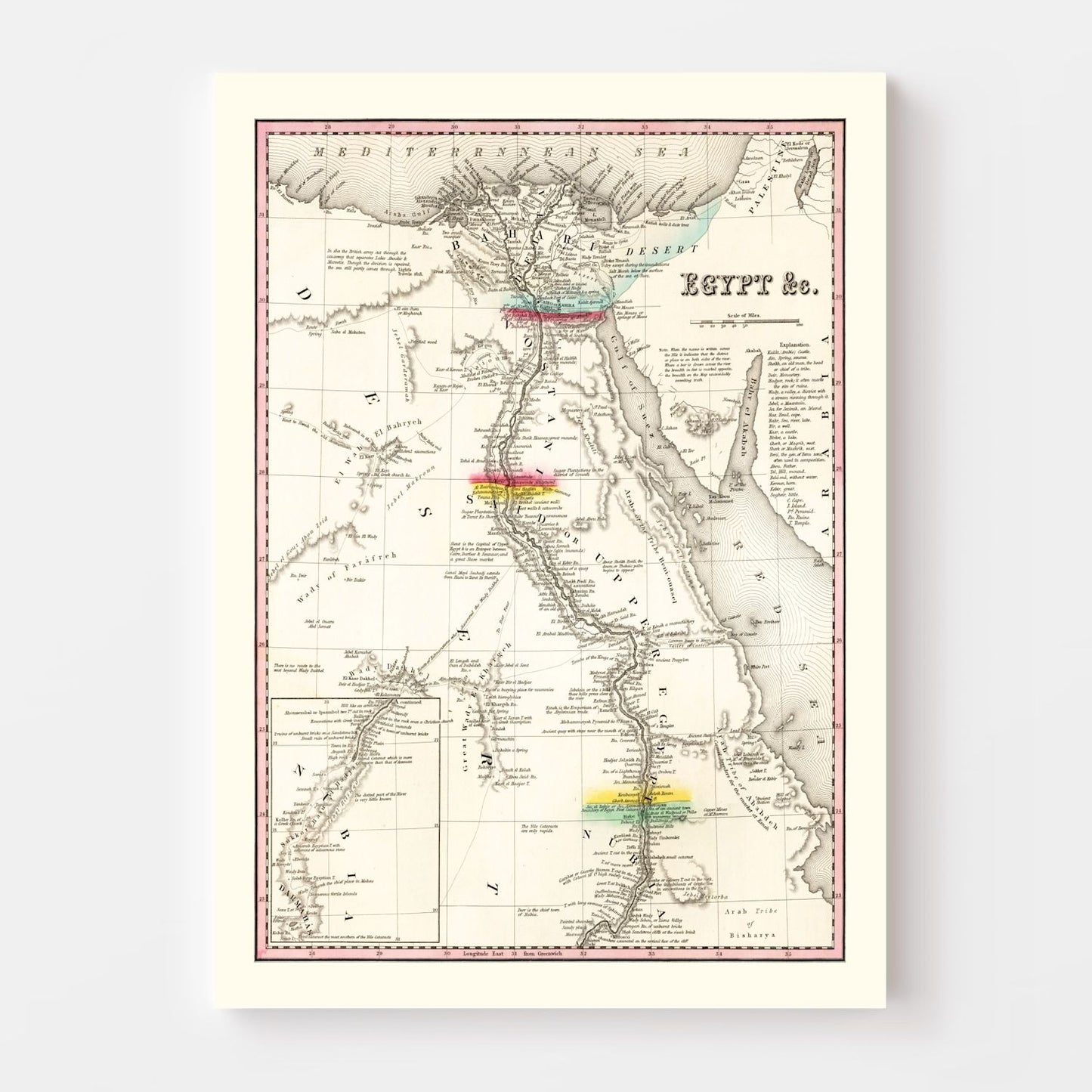 Vintage Map of Egypt, 1836