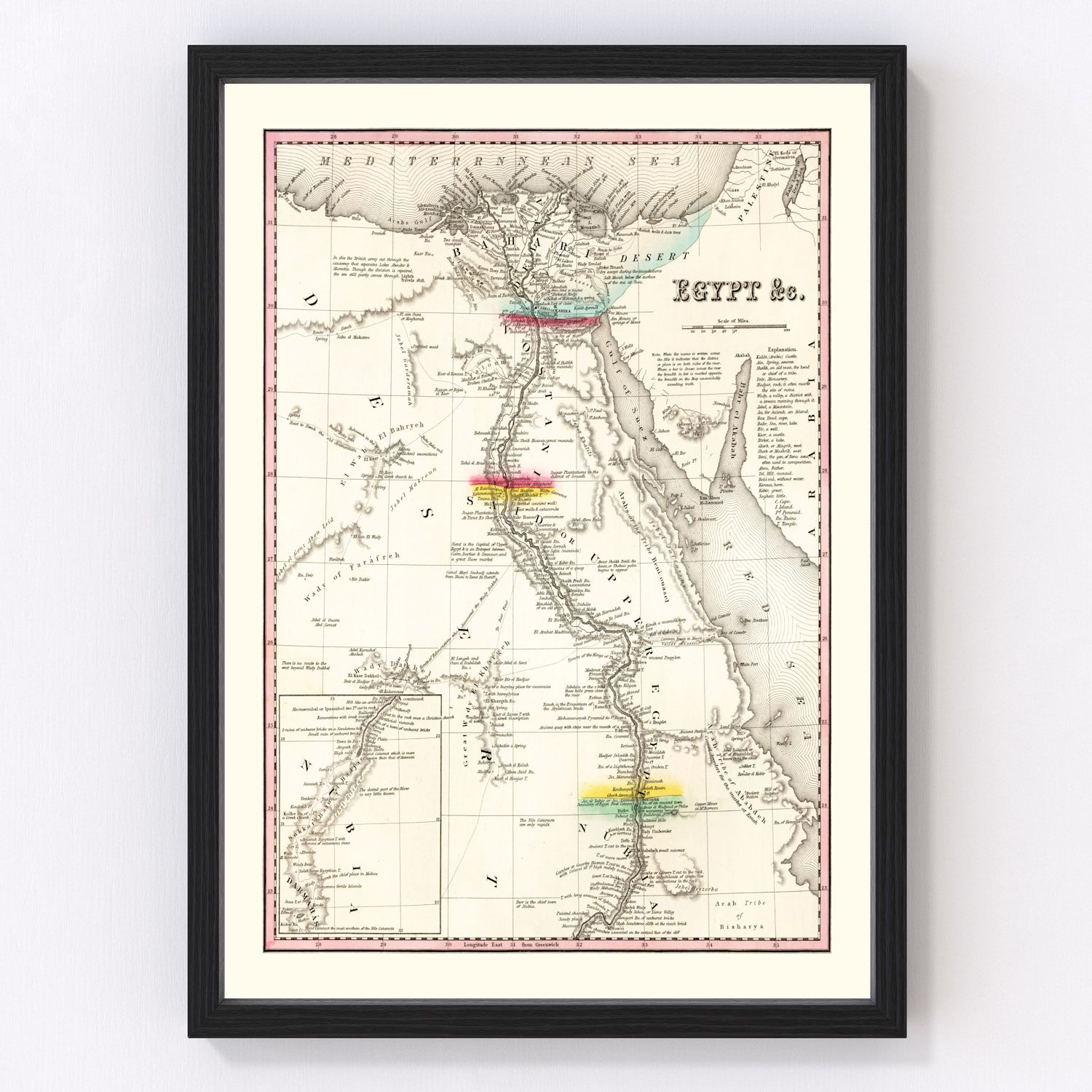 Vintage map of Egypt, 1836