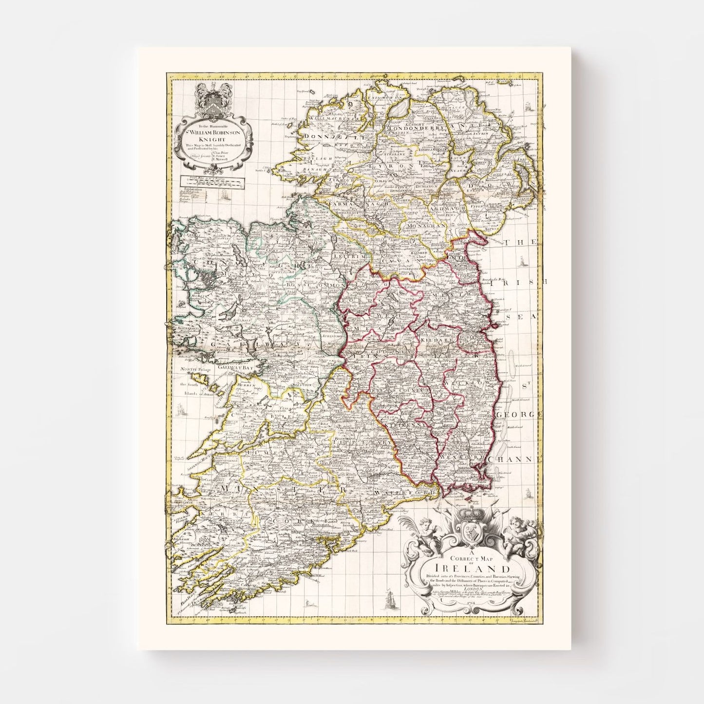 Vintage Map of Ireland, 1714