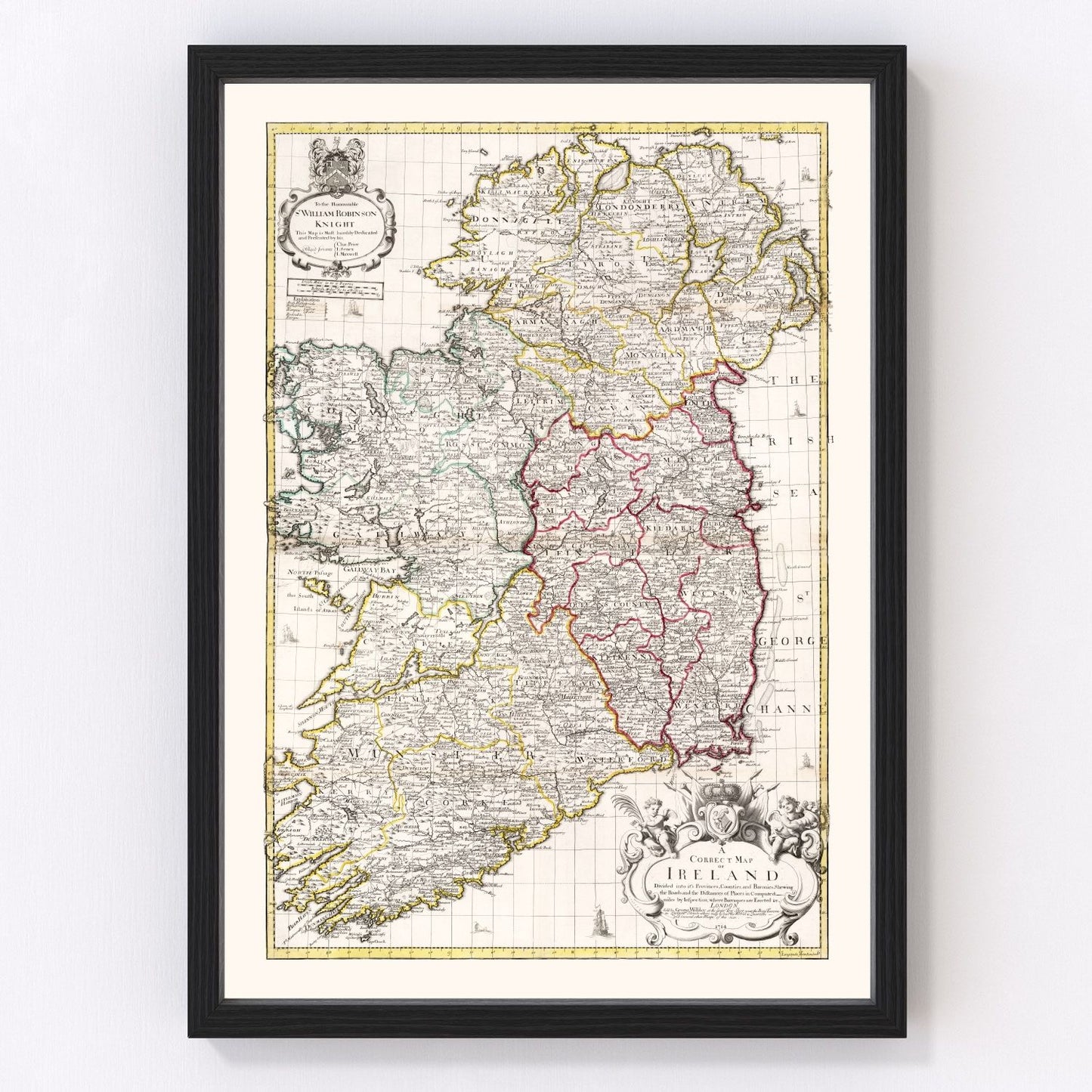 Vintage map of Ireland, 1714