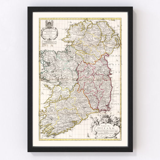 Vintage map of Ireland, 1714