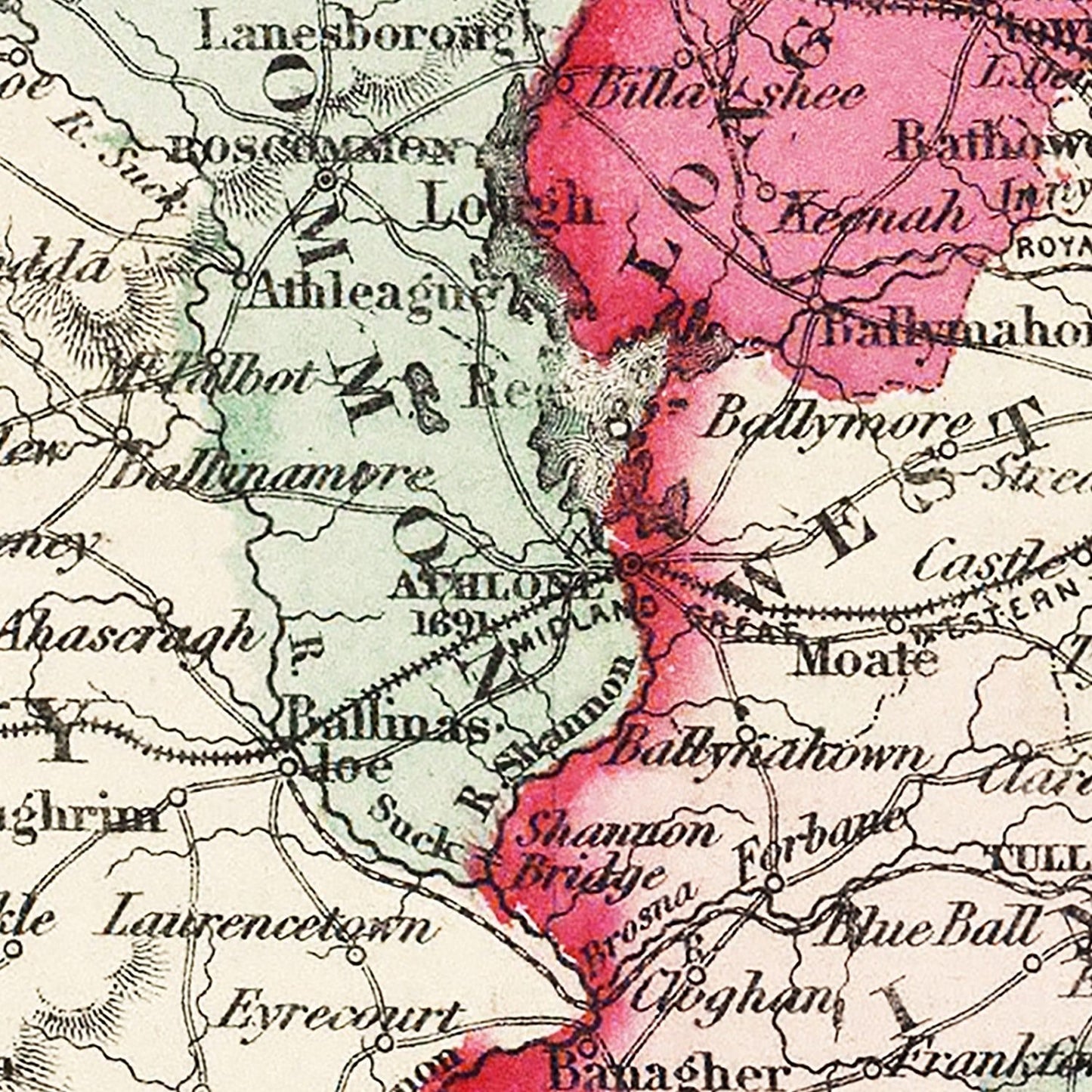 Vintage Map of Ireland, 1865