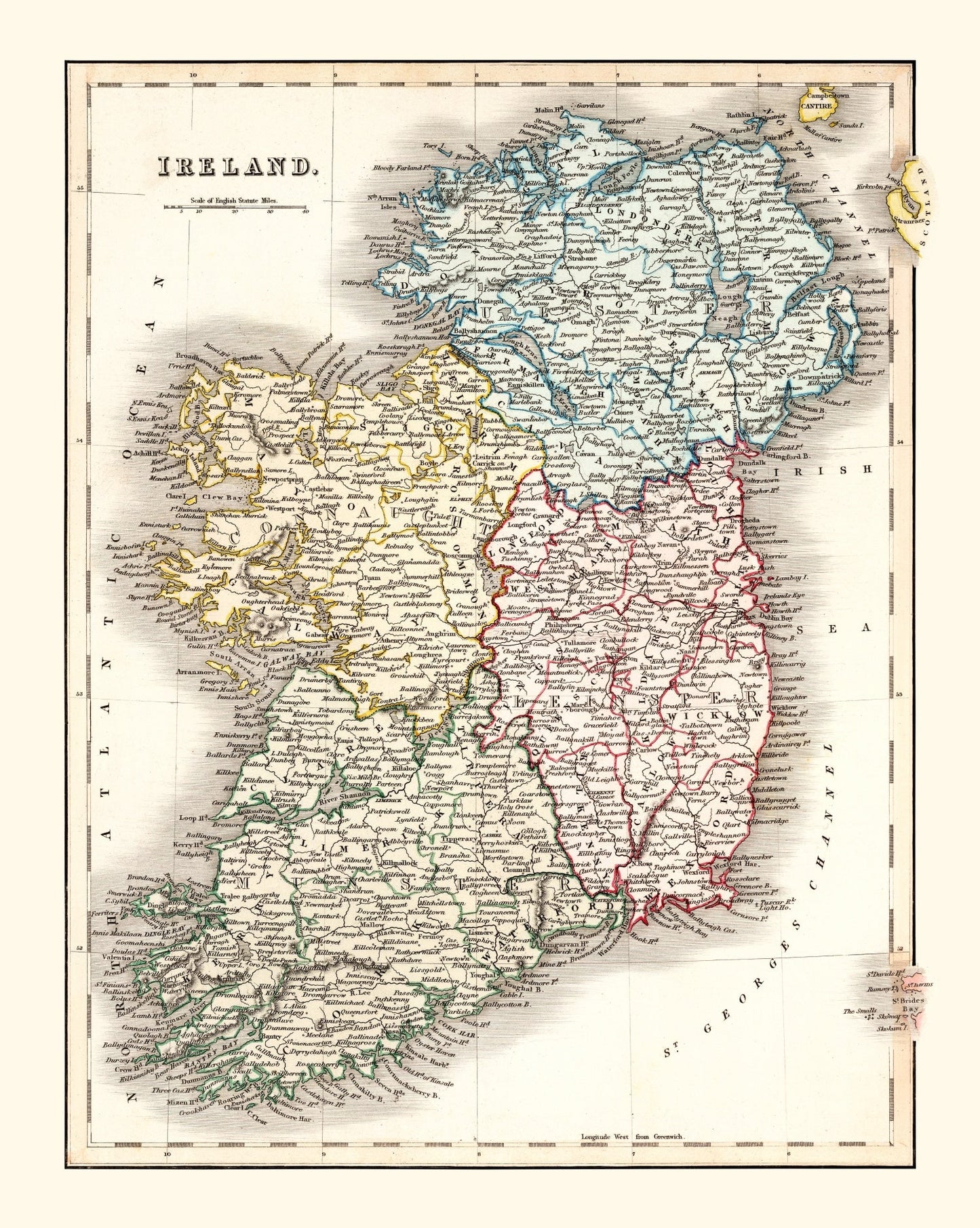 Vintage Map of Ireland, 1832