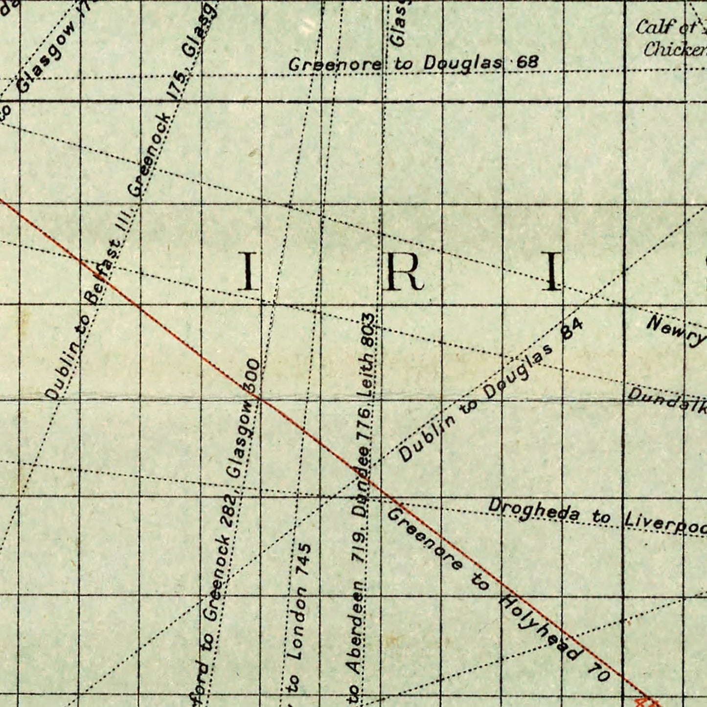 Vintage Map of the Irish Channel, 1905