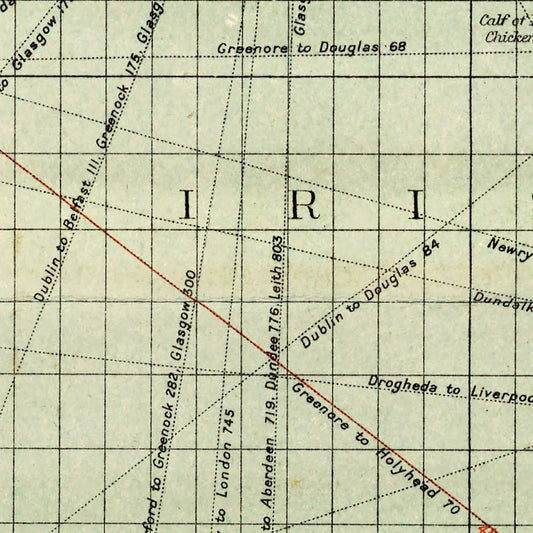 Vintage Map of the Irish Channel, 1905