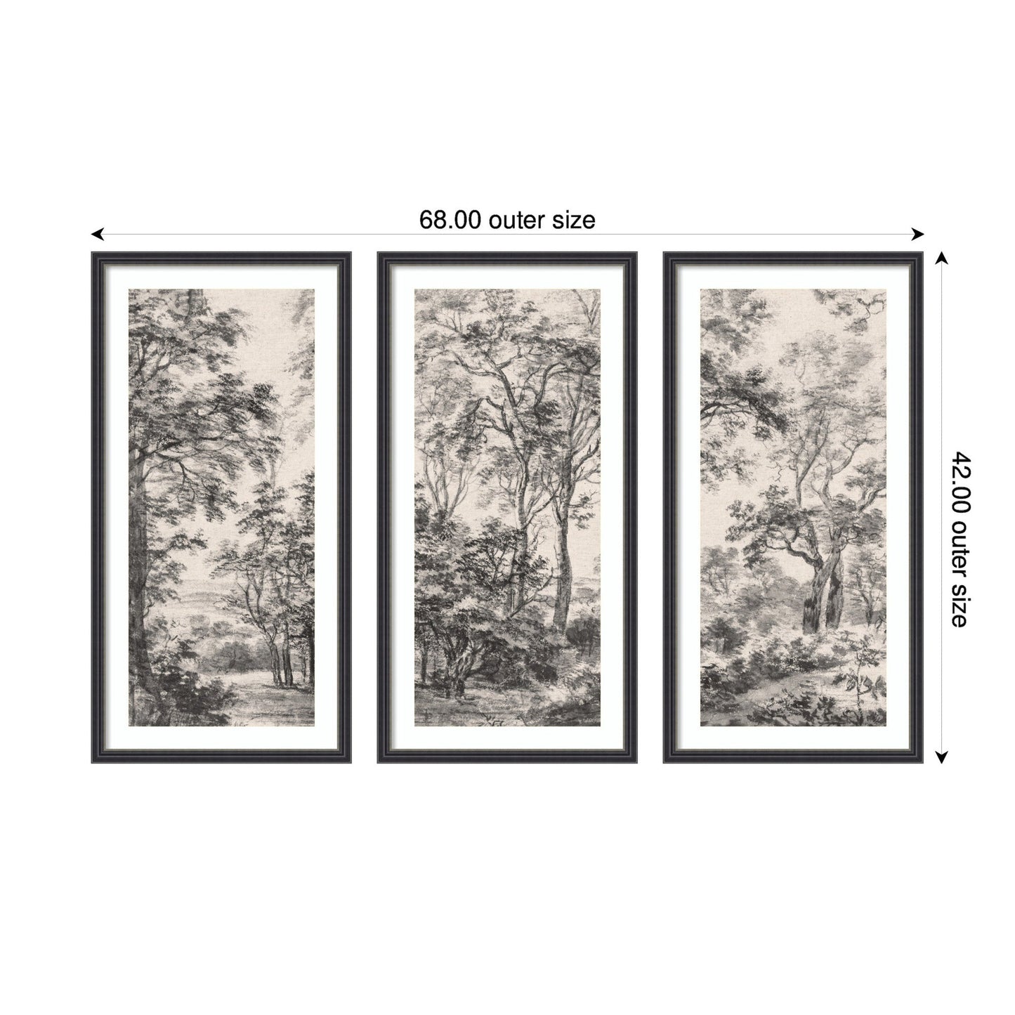 Wooded Landscape Wall Art Set of 3 Prints