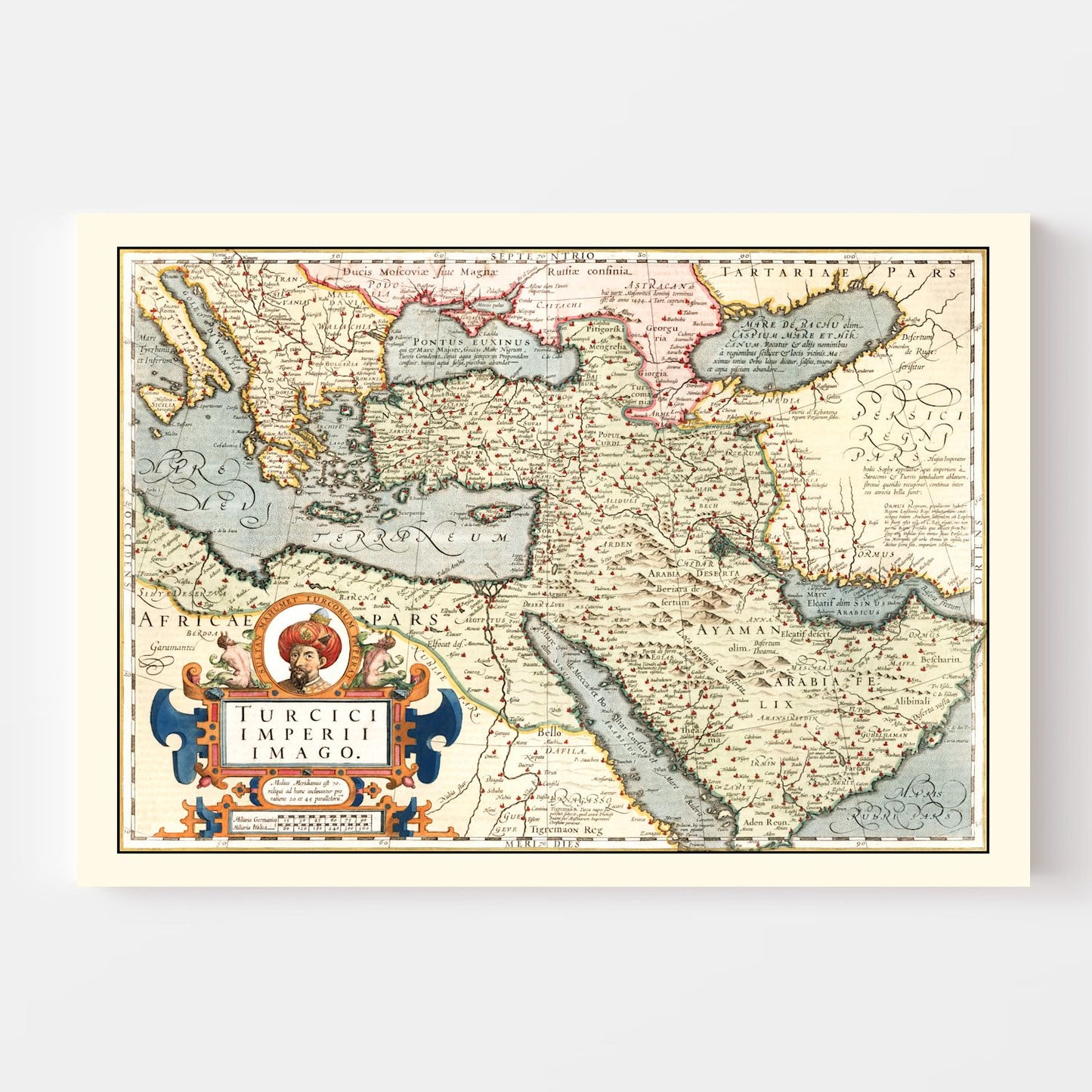 Vintage Map of Turkey, Saudi Arabia, Iraq & Syria, 1623