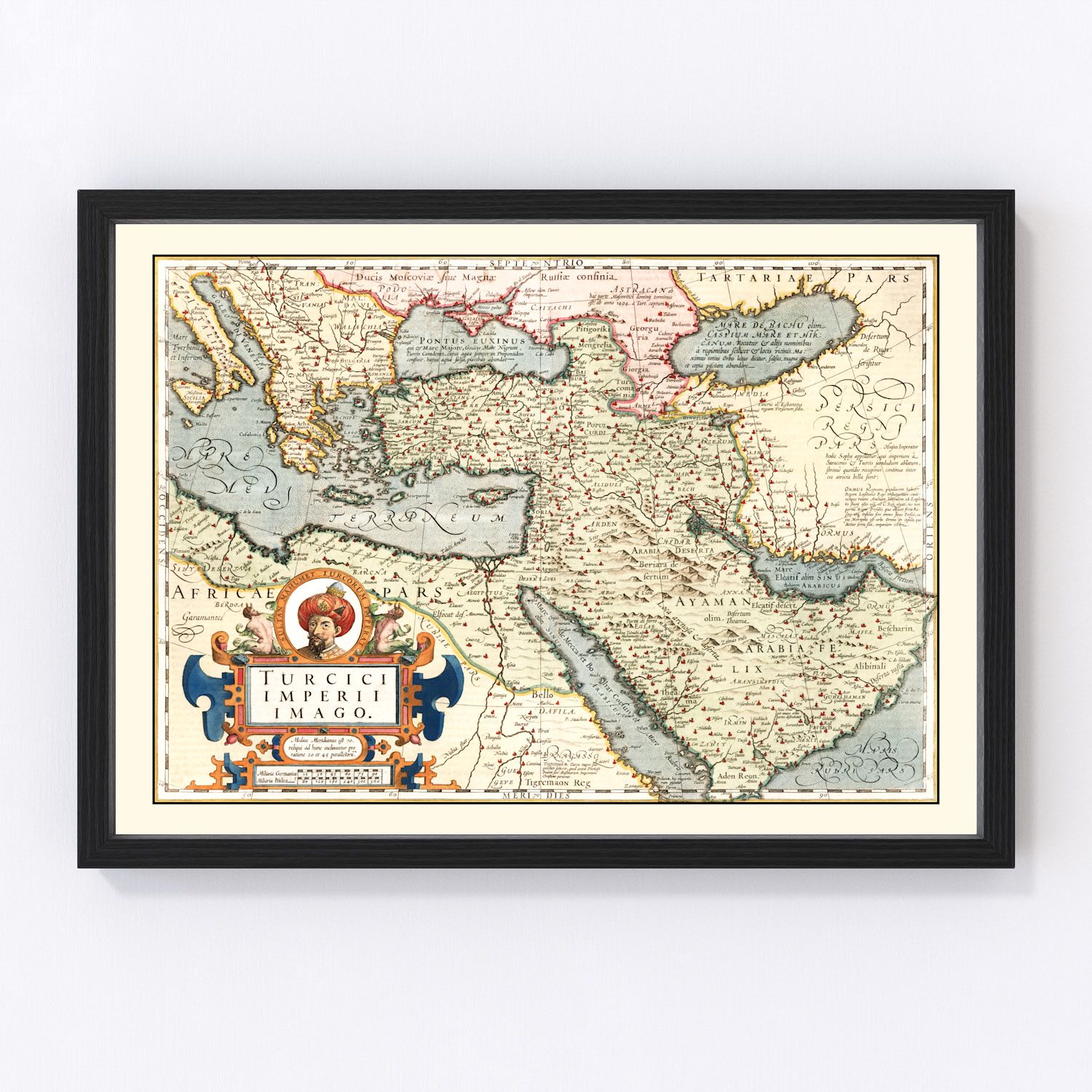 vintage map of Turkey, Saudi Arabia, Iraq and Syria, 1623