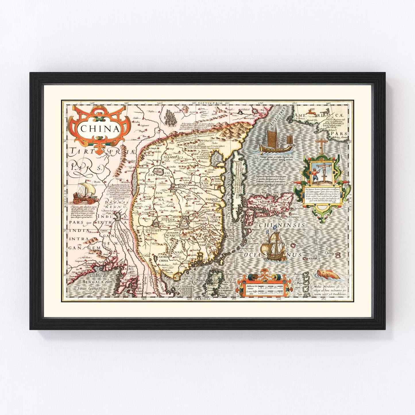 Vintage map of China, 1623, digitally restored