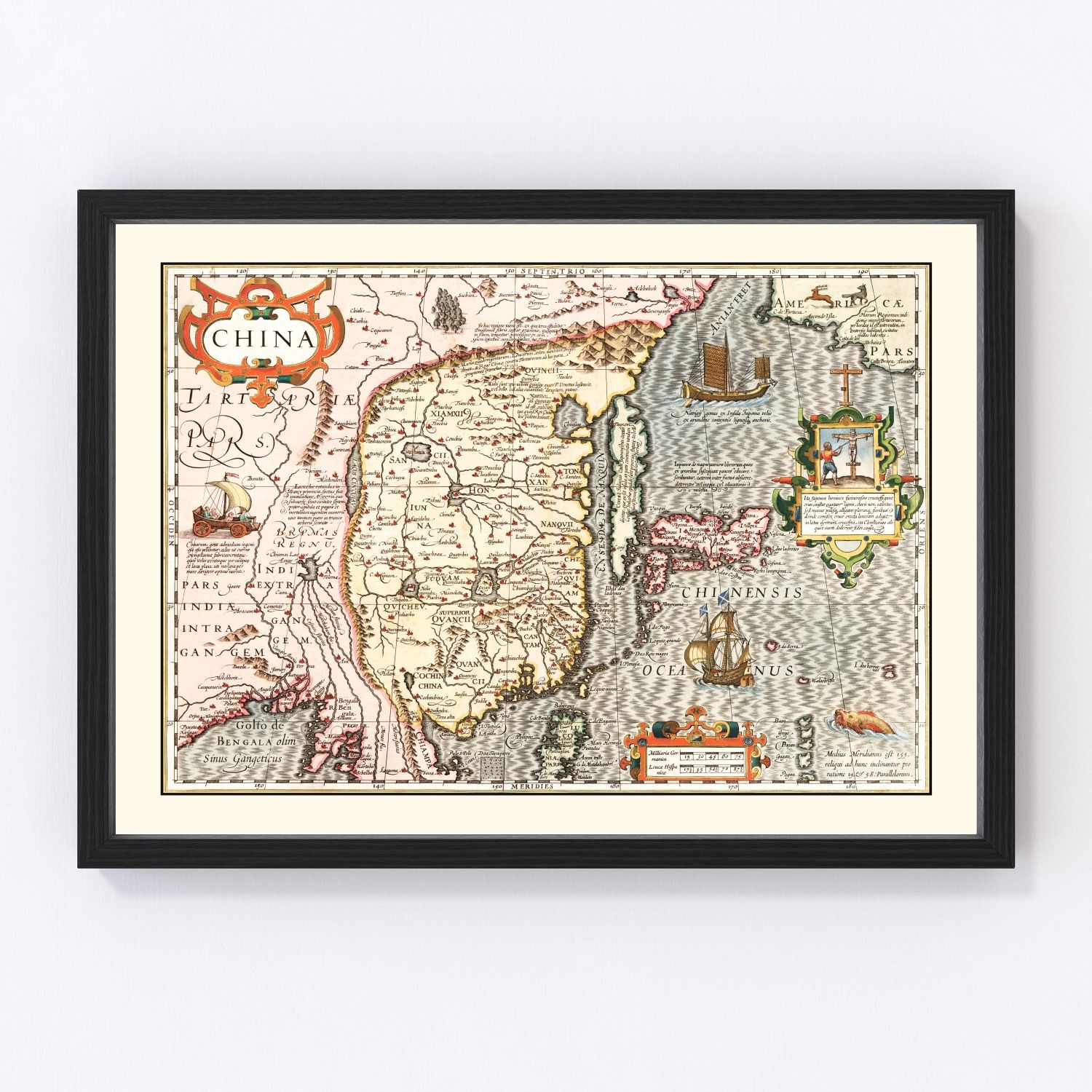 Vintage map of China, 1623, digitally restored