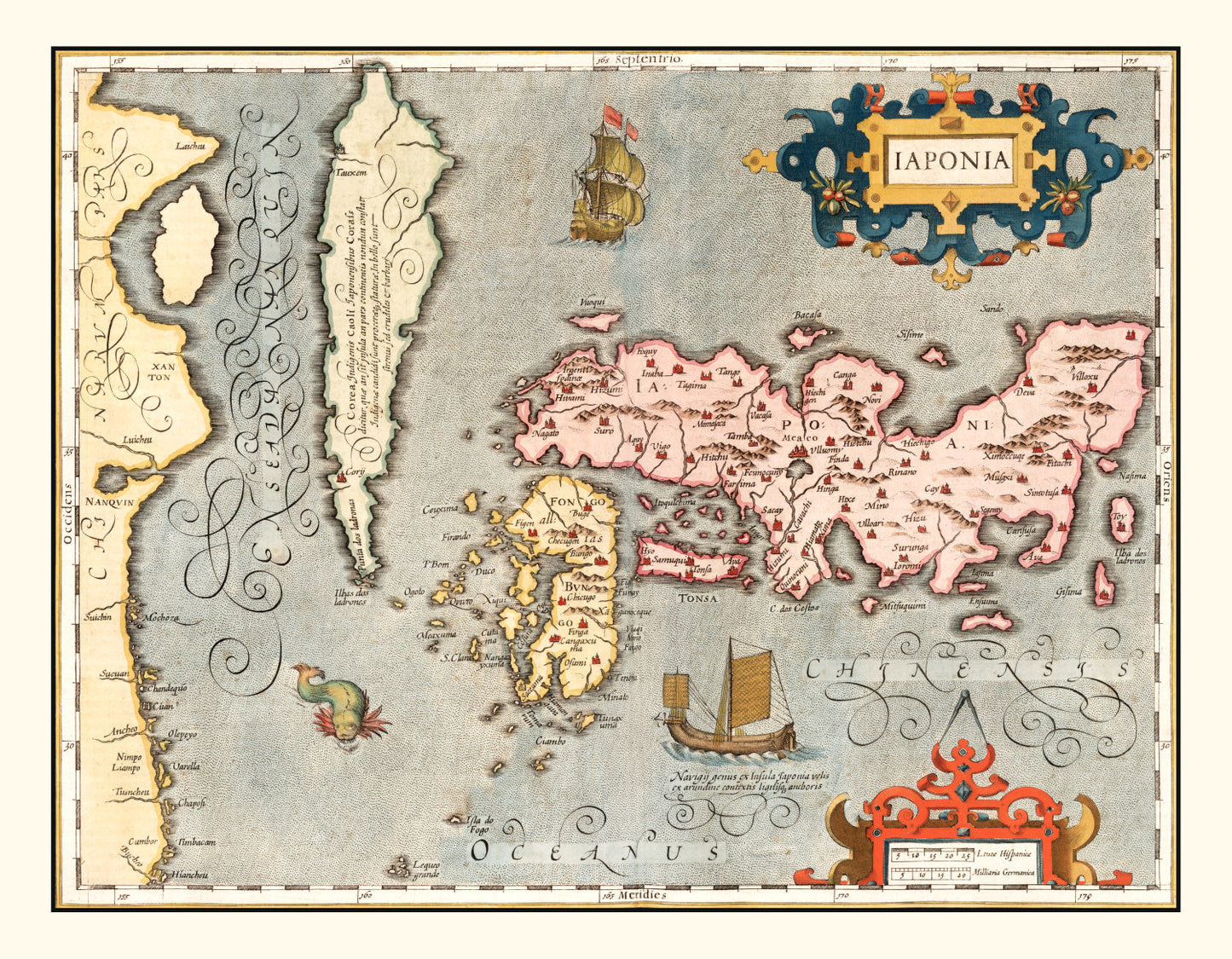 Vintage Map of Japan and Korea, 1623