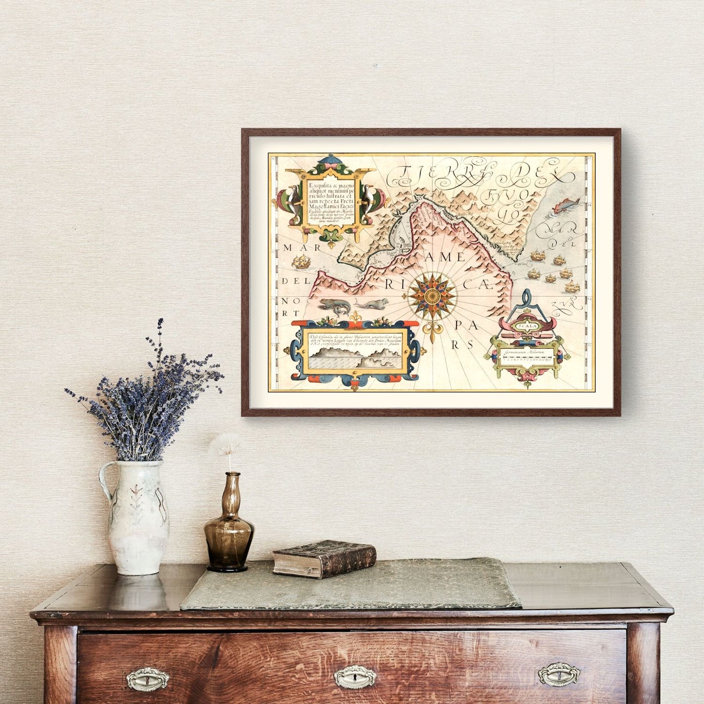Vintage Map of Chile and Argentina, 1623