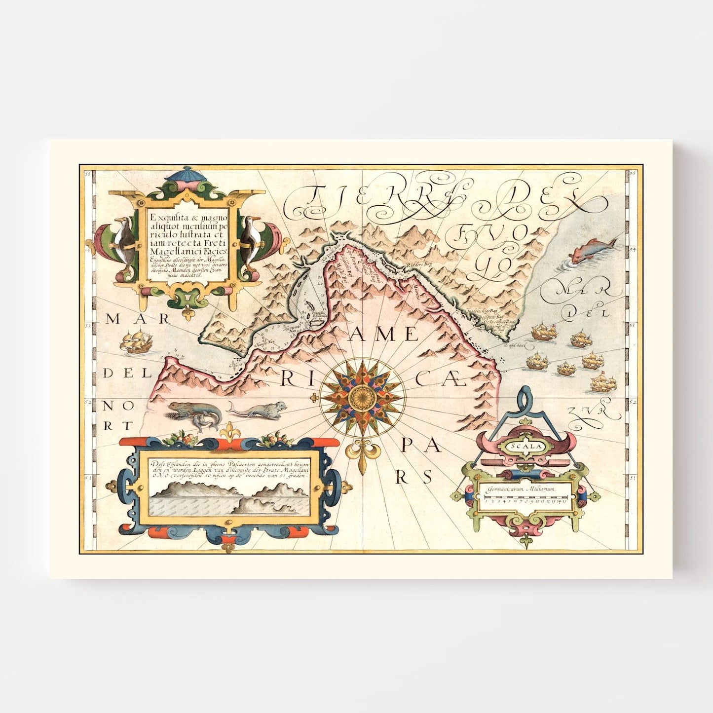 Vintage Map of Chile and Argentina, 1623