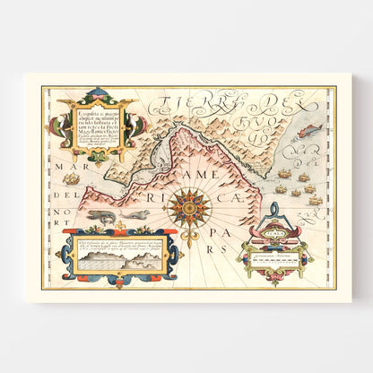 Vintage Map of Chile and Argentina, 1623