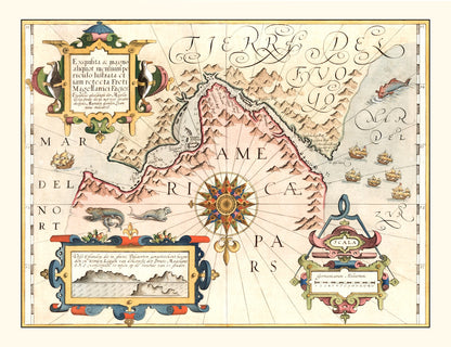 Vintage Map of Chile and Argentina, 1623