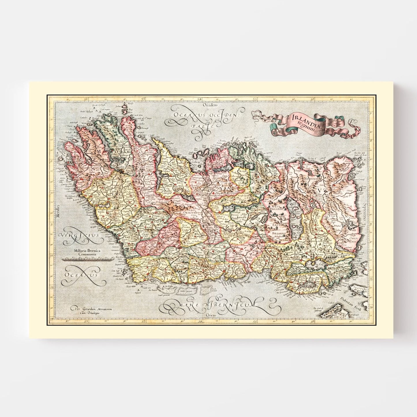 Vintage Map of Ireland, 1623