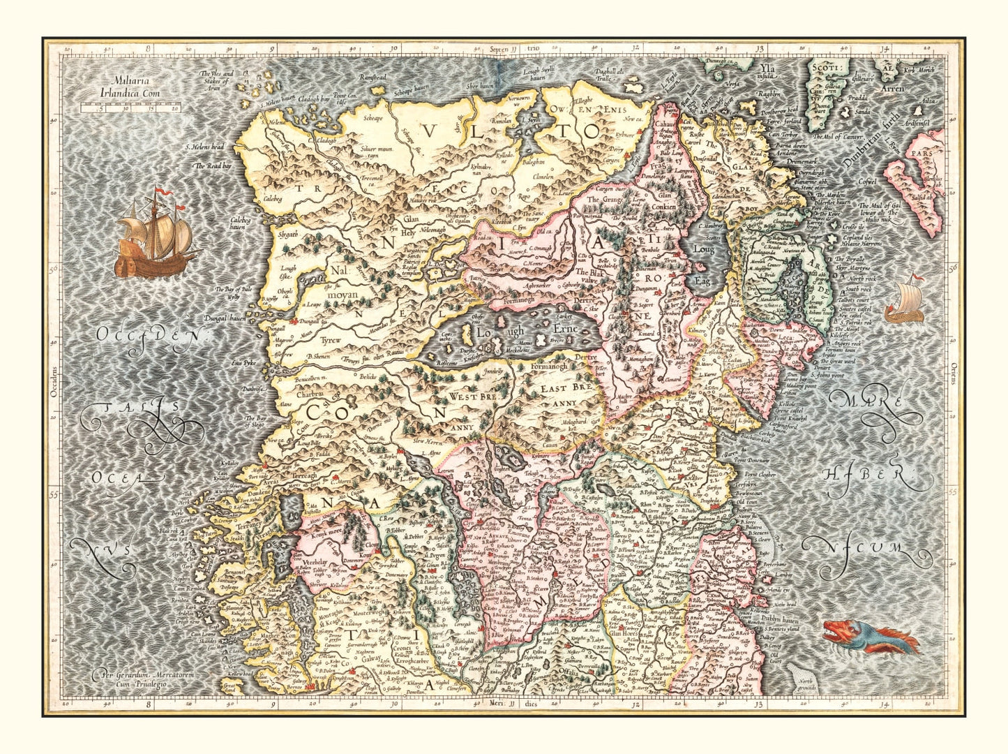 Vintage Map of North Ireland, 1623